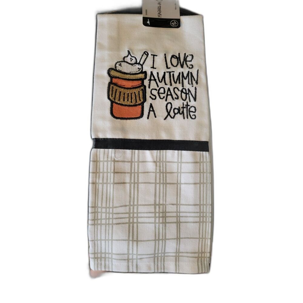 Magnolia Lane Hand Towel - I Love Autumn Season A Latte - Kitchen - New w/tag